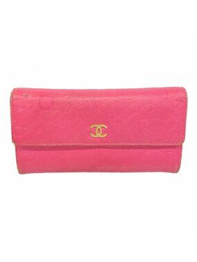 Chanel Wallet Camellia Lambskin Pink Champagne Gold